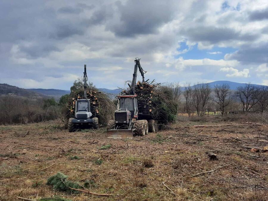 Krčenje zaraslog terena harvesterom